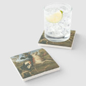 George en de Draak (door Raphael) Stenen Onderzetter (Zijkant)