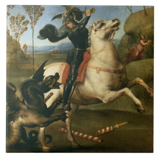 George en de Draak (door Raphael) Tegeltje (Voorkant)