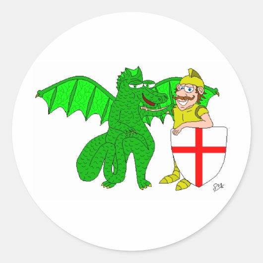 George en de Draak Ronde Sticker (Voorkant)