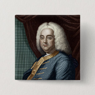 George Frederic Handel, gegraveerd door Thomson Vierkante Button 5,1 Cm