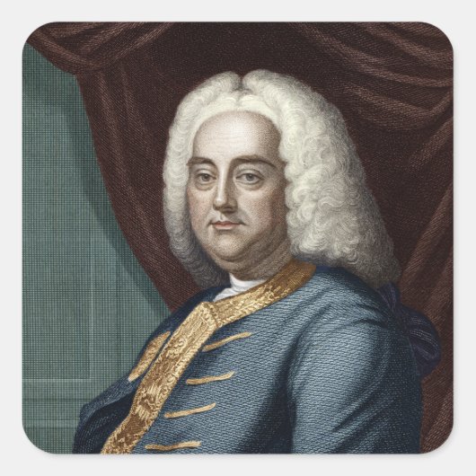 George Frederic Handel, gegraveerd door Thomson Vierkante Sticker (Voorkant)