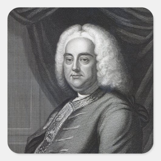 George Frederic Handel, gegraveerd door Thomson Vierkante Sticker (Voorkant)