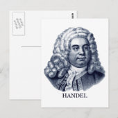 George Frideric Handel, blauw Briefkaart (Voorkant / Achterkant)