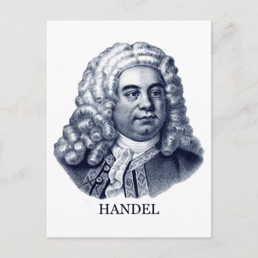 George Frideric Handel, blauw Briefkaart (Voorkant)