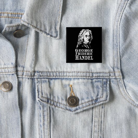 George Frideric Handel Portrait Vierkante Button 5,1 Cm (In situ)