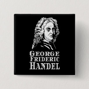 George Frideric Handel Portrait Vierkante Button 5,1 Cm