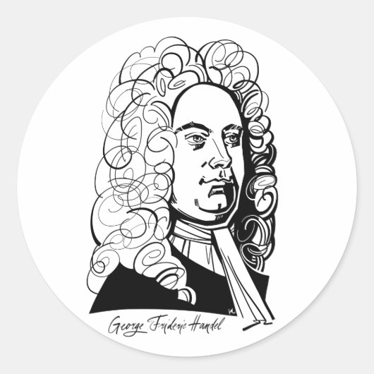 George Frideric Handel Ronde Sticker (Voorkant)