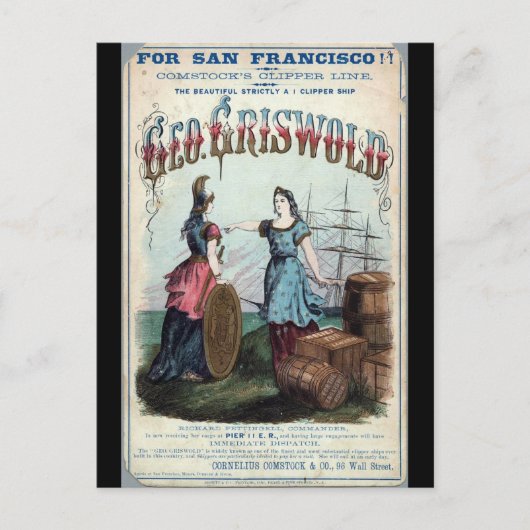 George Griswold Clipper zeilschip 1863 Briefkaart (Voorkant)