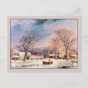 George Henry Durrie Half Way House Winter Briefkaart