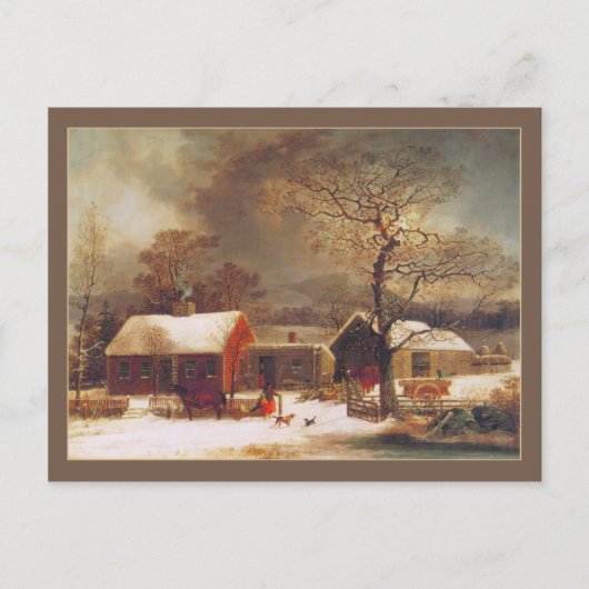 George Henry Durrie Kerstwinter in New Haven Briefkaart (Voorkant)