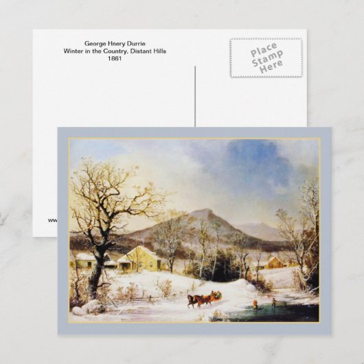 George Henry Durrie Rustic Country Boerderij van K Briefkaart (Voorkant / Achterkant)