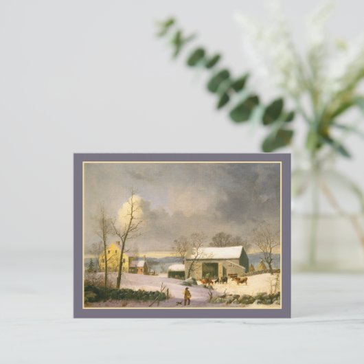 George Henry Durrie Rustic Country Winter Farmyard Briefkaart (Staand voorkant)