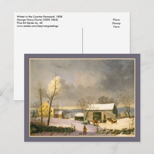 George Henry Durrie Rustic Country Winter Farmyard Briefkaart (Voorkant / Achterkant)