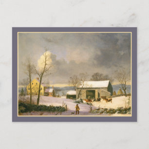 George Henry Durrie Rustic Country Winter Farmyard Briefkaart