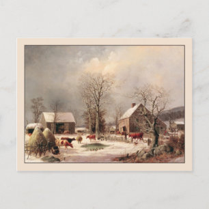 George Henry Durrie Rustic Kerstland Briefkaart