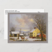 George Henry Durrie Rustic Winter in het land Briefkaart (Voorkant / Achterkant)