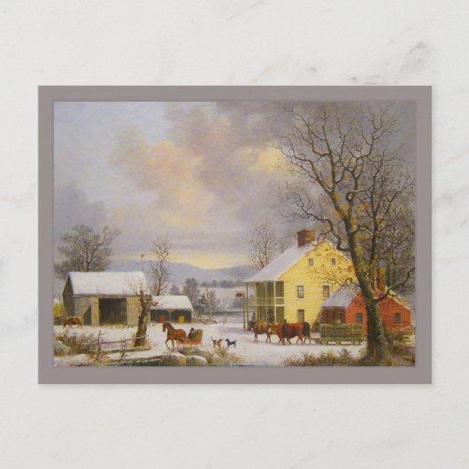 George Henry Durrie Rustic Winter in het land Briefkaart (Voorkant)