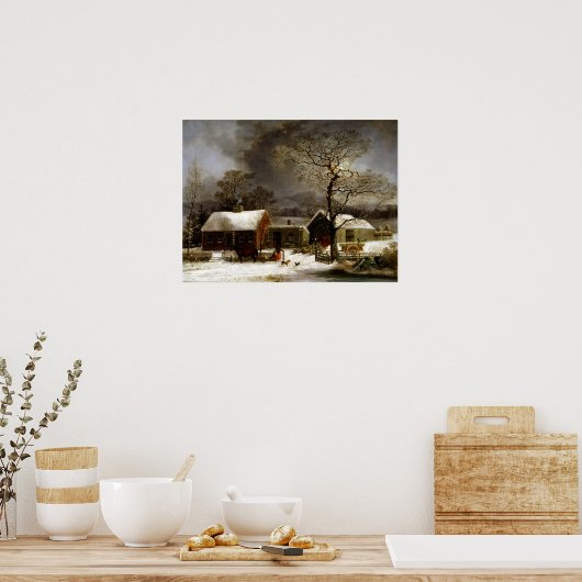 George Henry Durrie Winter Scene in New Haven Poster (Keuken)