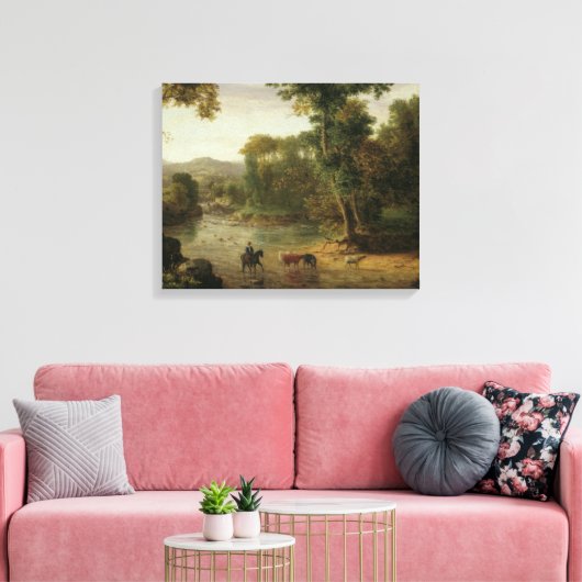 George Inness - De Ford oversteken Canvas Afdruk (Insitu (Woonkamer))