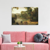 George Inness - De Ford oversteken Canvas Afdruk (Insitu (Woonkamer))