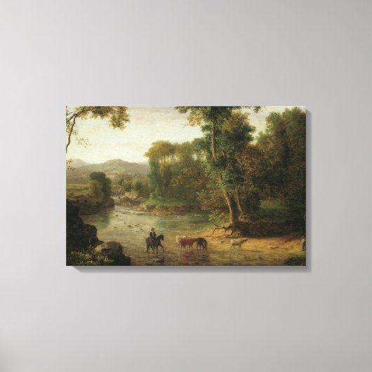 George Inness - De Ford oversteken Canvas Afdruk (Voorkant)