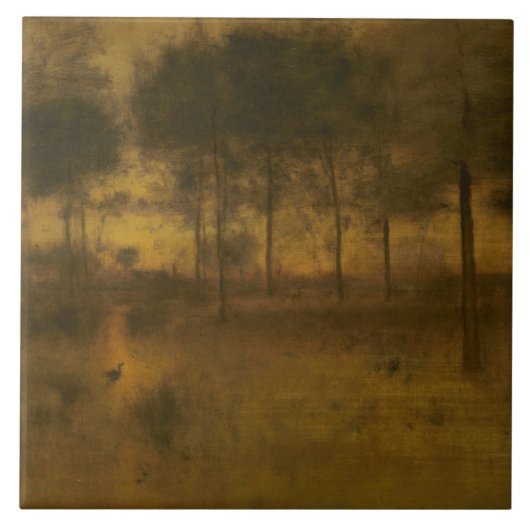 George Inness - Het huis van de Heron Tegeltje (Voorkant)