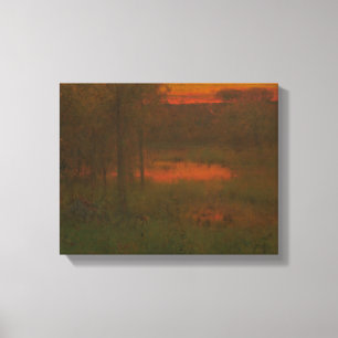 George Inness - Landscape, Sunset Canvas Afdruk