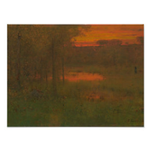 George Inness - Landscape, Sunset Foto Afdruk