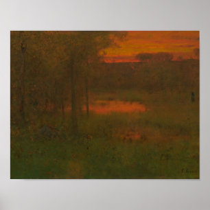 George Inness - Landscape, Sunset Poster