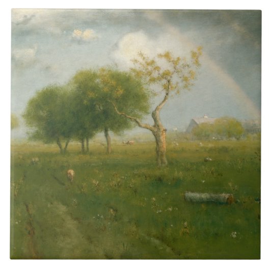George Inness - na een zomerdouche Tegeltje (Voorkant)