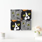 George & Lucas cats abstract pop art wall clock Vierkante Klok (Huis)