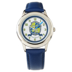 George naam met de letter G crest beer blue Horloge