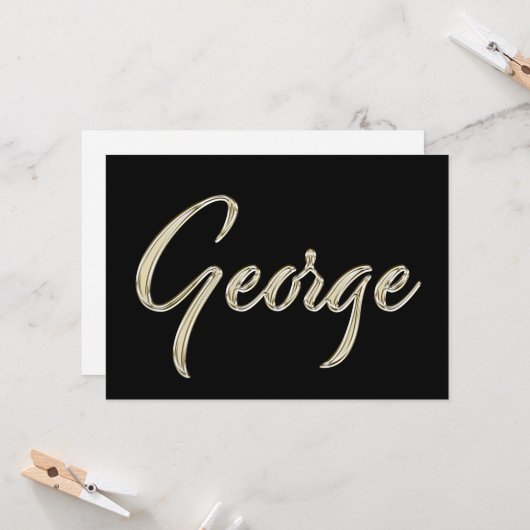 George Name white gold Handwriting Karte Kaart (Voorkant / Achterkant in situ)
