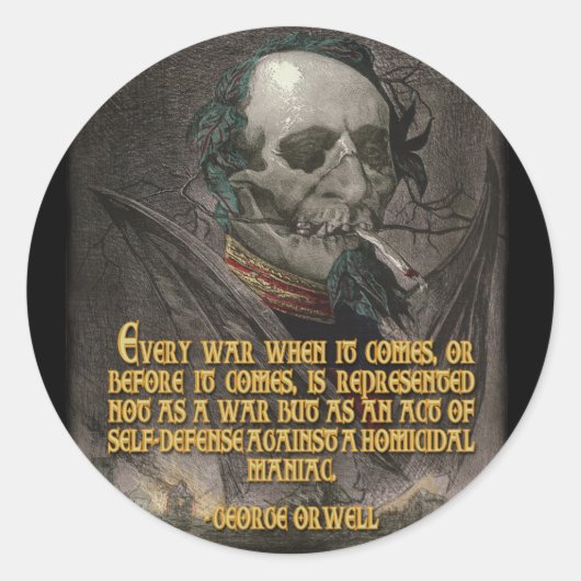 George Orwell Quote over oorlogspropaganda Ronde Sticker (Voorkant)