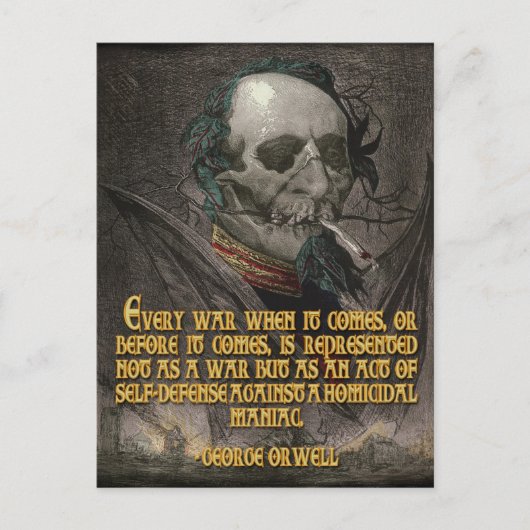 George Orwell Quote over Wartime Propaganda Briefkaart (Voorkant)