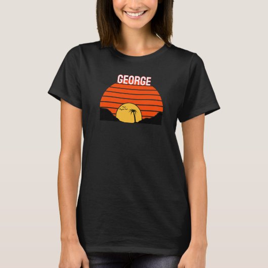 George Palm Tree Sunset Retro Sand Dunes T-shirt (Voorkant)