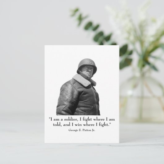 George Patton en Quote Briefkaart (Staand voorkant)
