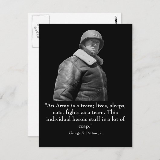 George Patton en Quote Briefkaart (Voorkant / Achterkant)