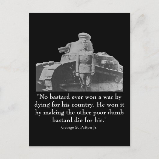 George Patton en Quote Briefkaart (Voorkant)