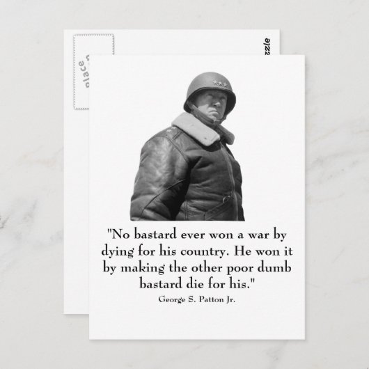 George Patton en Quote Briefkaart (Voorkant / Achterkant)