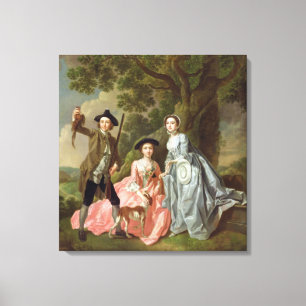 George Rogers met zijn vrouw, Margaret en zijn Sis Canvas Afdruk
