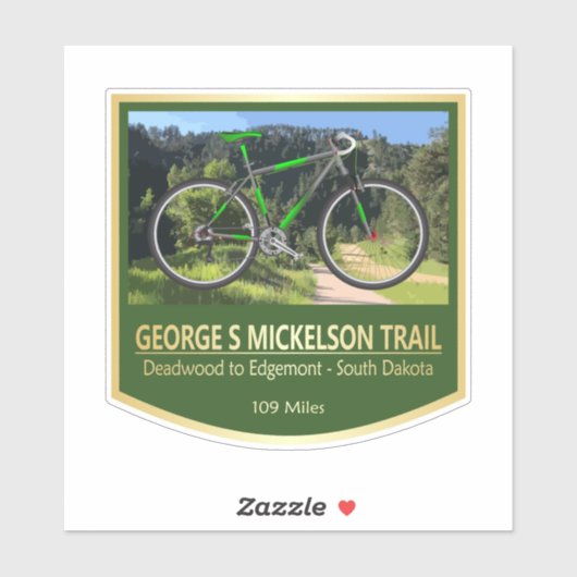 George S Mickelson Trail (bike2) Sticker (Vel)