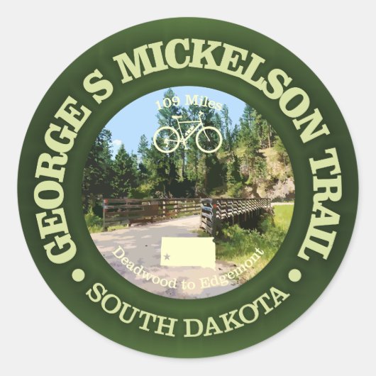 George S Mickelson Trail, South Dakota. Ronde Sticker (Voorkant)