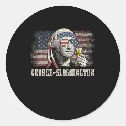George Sloshington Washington grappig 4 juli VS Ronde Sticker (Voorkant)