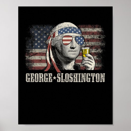 George Sloshington Washington Grappige 4e Juli VS Poster (Voorkant)