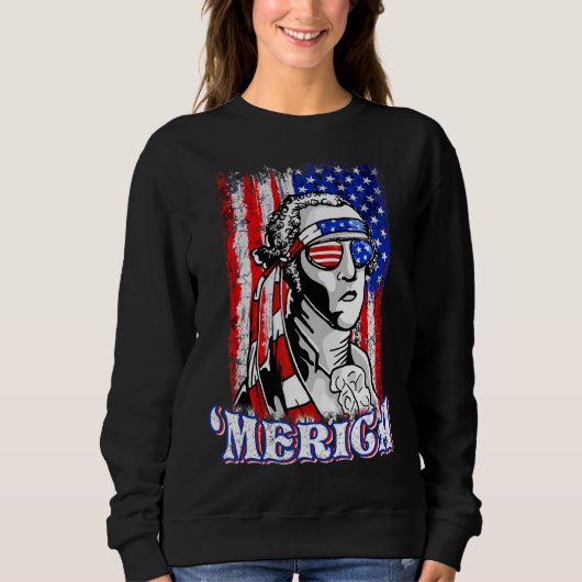 George Sloshington Washington Merica 4 juli U Trui (Voorkant)