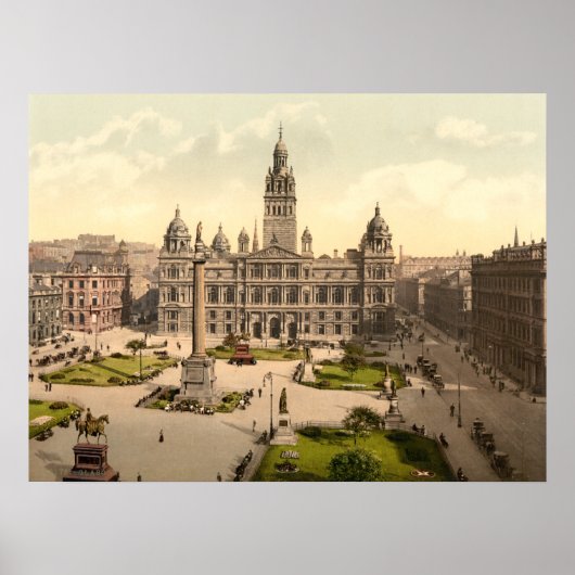 George Square, Glasgow, Schotland archiefprint Poster (Voorkant)