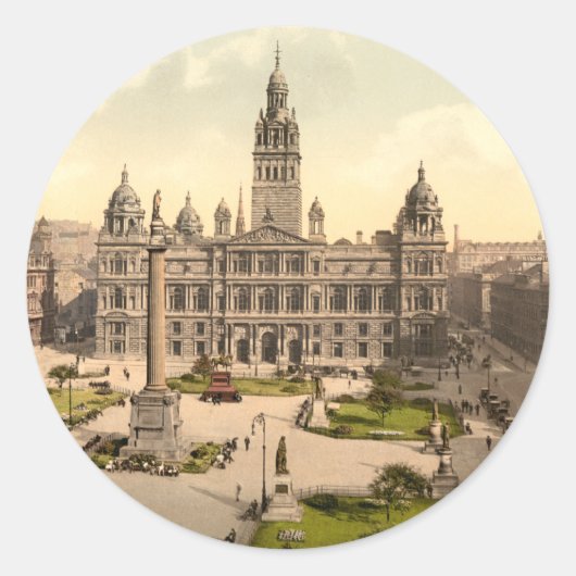 George Square, Glasgow, Schotland Ronde Sticker (Voorkant)