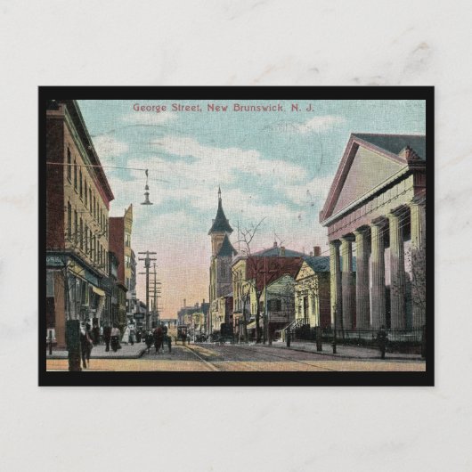 George St., New Brunswick NJ 1910 Vintage Briefkaart (Voorkant)