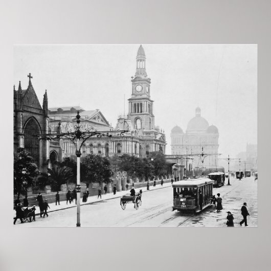 George St Sydney Australia c1898 Archivale print (Voorkant)